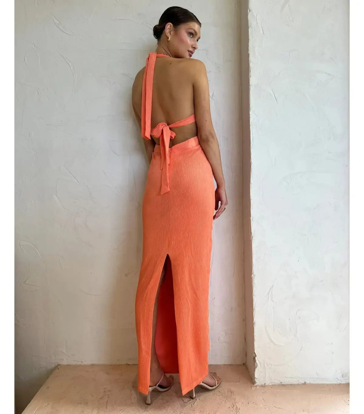 Rumer the Label Willow Plunge Maxi Dress in Peach Size M / AU 10 photo 3