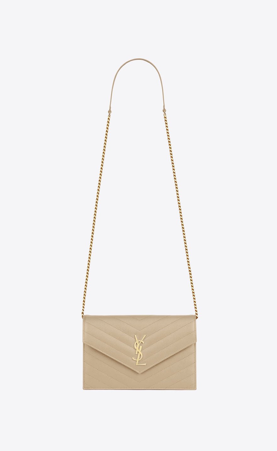 Saint Laurent Envelope Chain Clutch - Nude photo 2