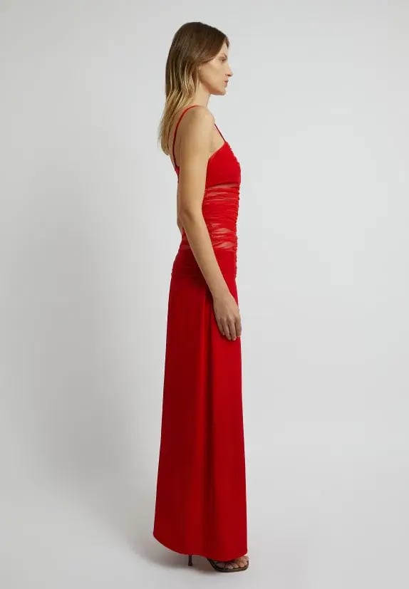 Christopher Esber Contrast Sheer Panel Dress Rubrum Red Size AU 10 photo 2