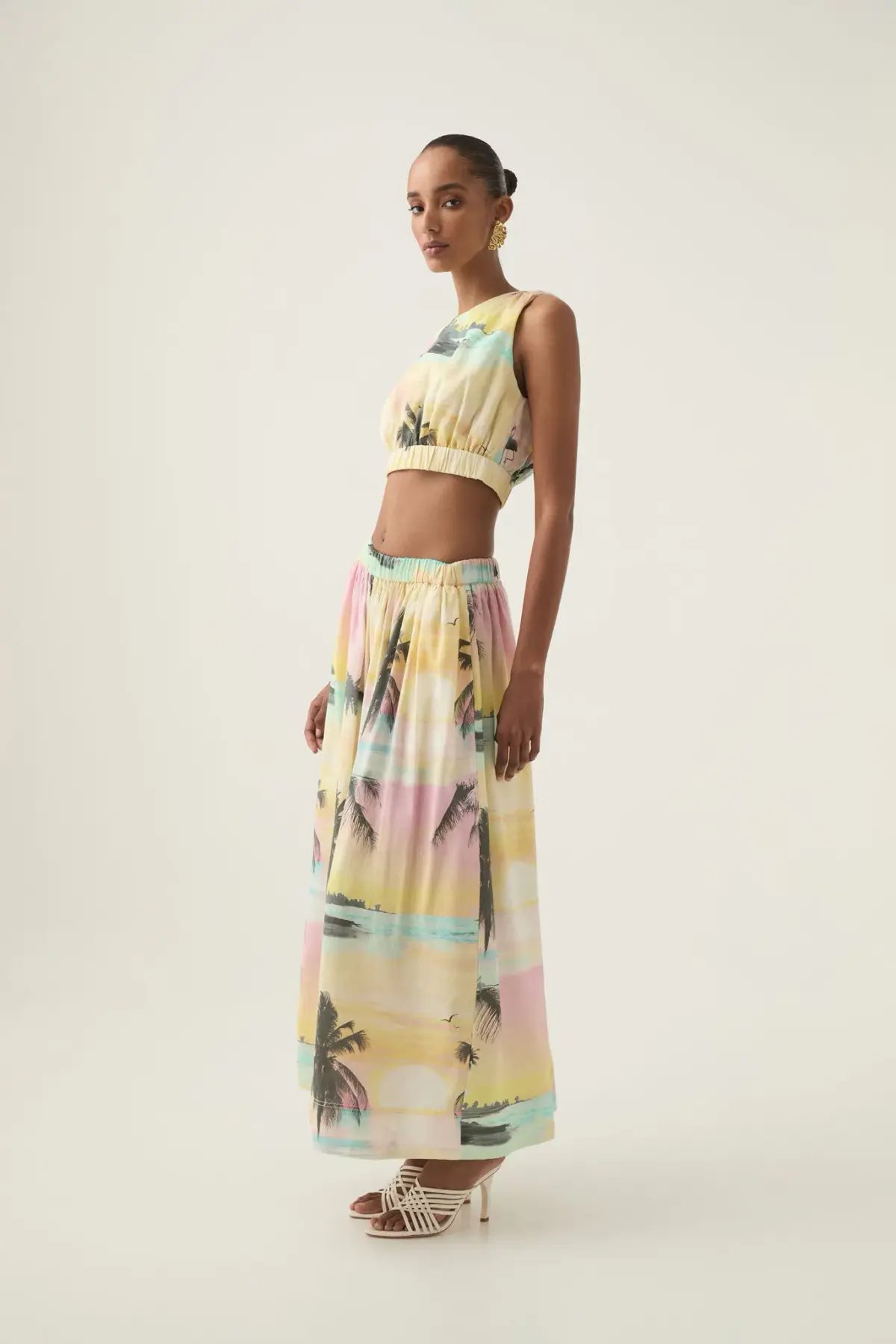 Aje Nicolette Elasticated Top Size 14 and Maxi Skirt Size 10 Set Sunset Sky photo 2