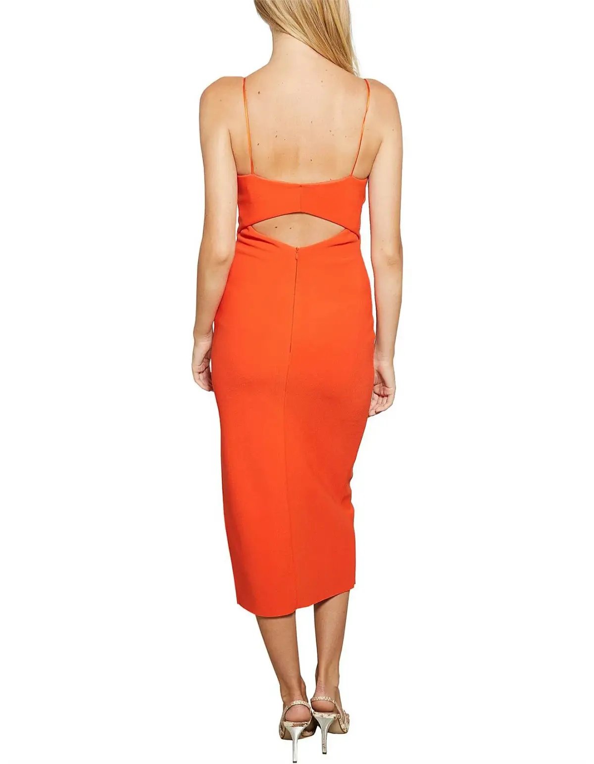 Bec & Bridge Ulla Cut Out Midi Dress Blood Orange Size AU 10 photo 3