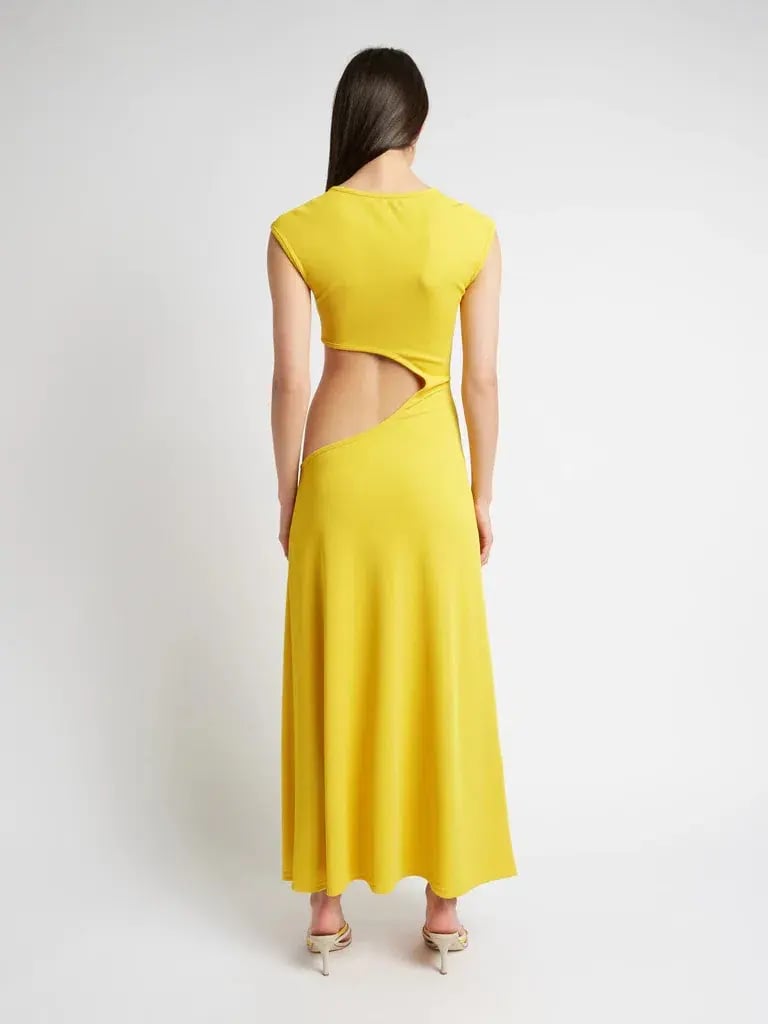 Christopher Esber The Quartz Disconnect Torso Cap Sleeve Dress Yellow Size 6 photo 5