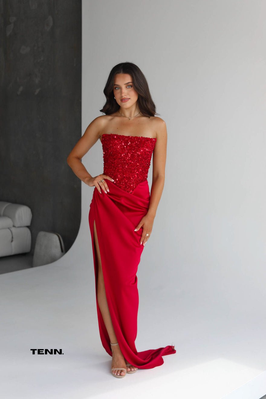 Lia Stublla Diour Embellished Gown - Cherry photo 2