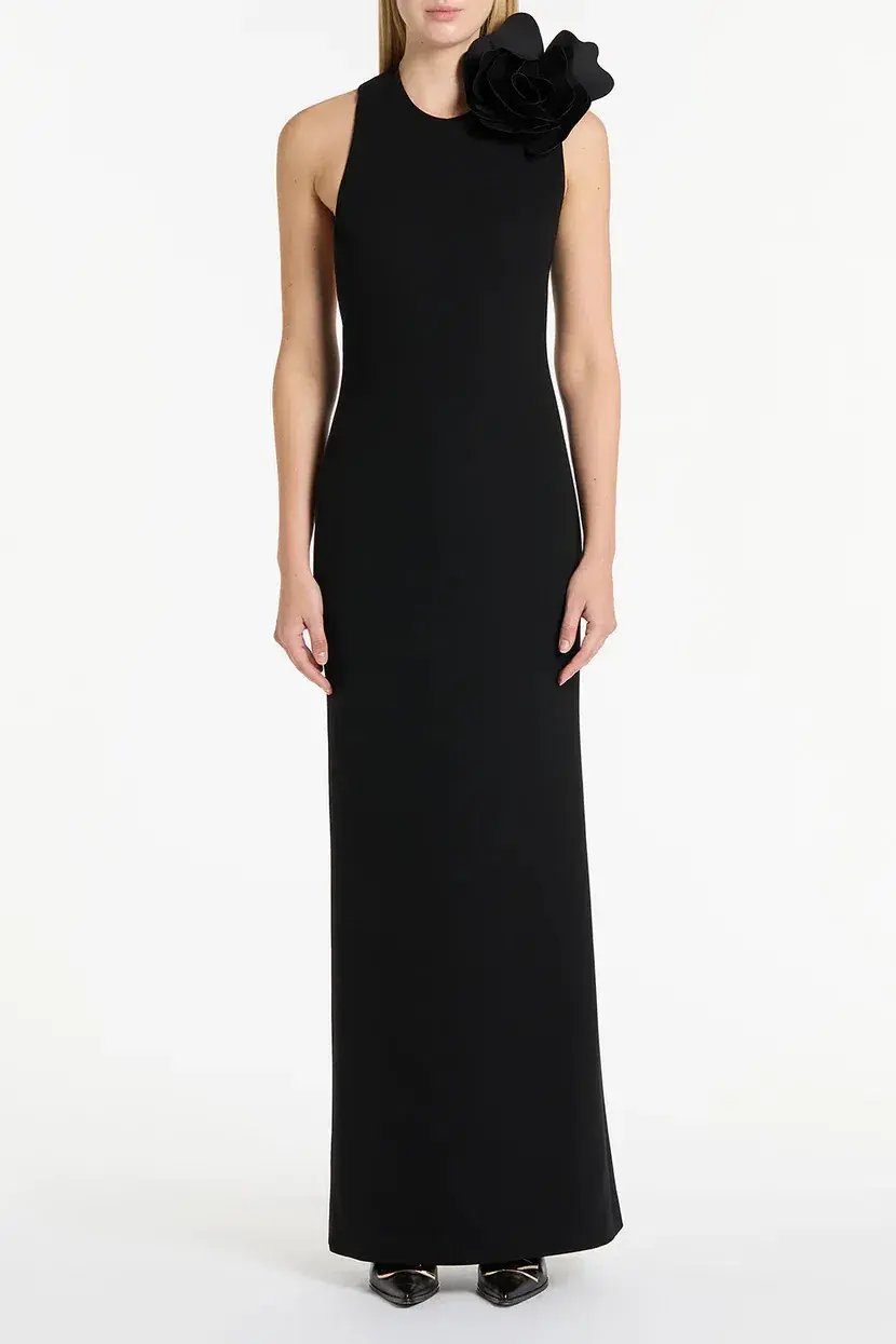 Carla Zampatti Crepe C Back Gown Black Size 6 photo 8