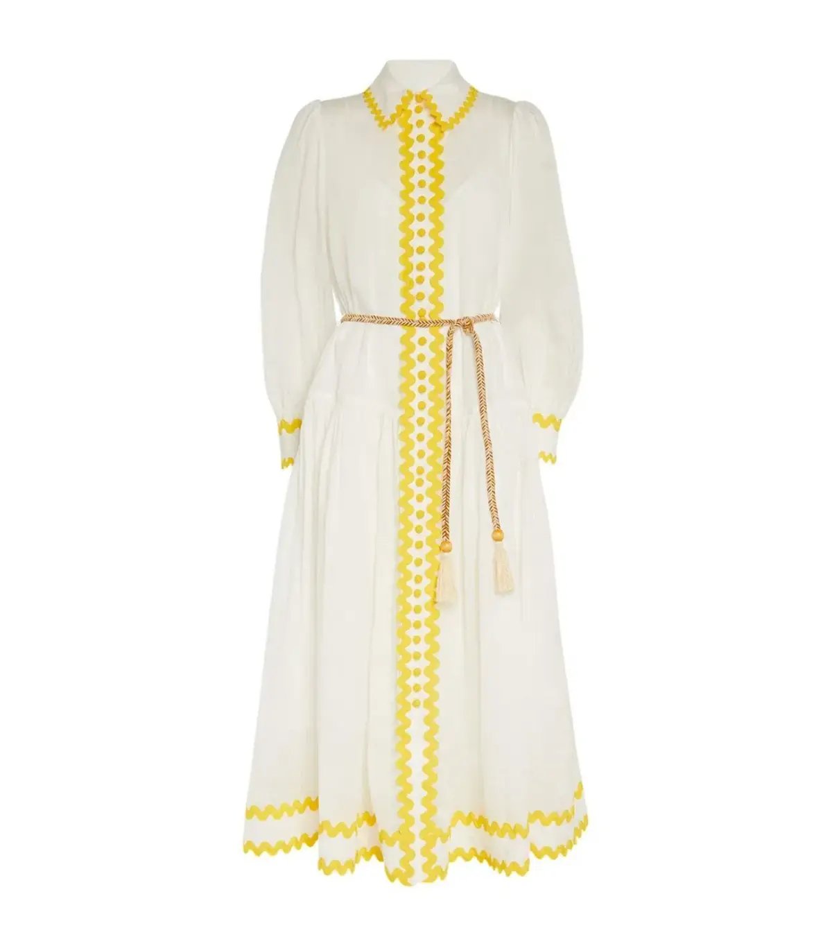Zimmermann Cira Drop Waist Shirt Dress Ivory Yellow Size 3 / AU 14 photo 3