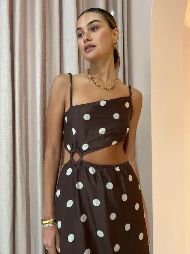 Sir The Label Vivi Asymmetrical Cut Out Dress in Marlon Polka Dot Size 0/ AU 6 photo 3