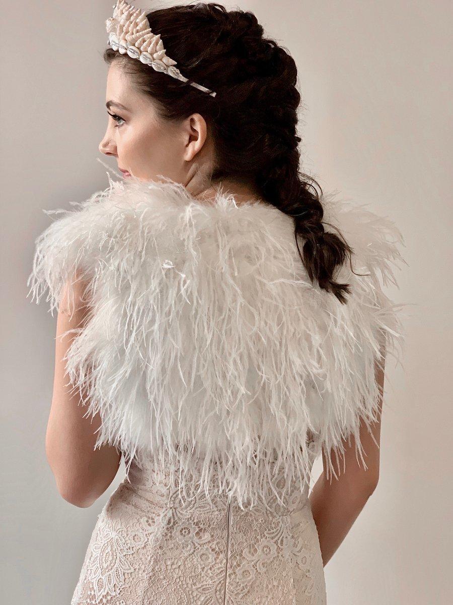 When Freddie Met Lilly Ostrich Shrug Off White One Size photo 3
