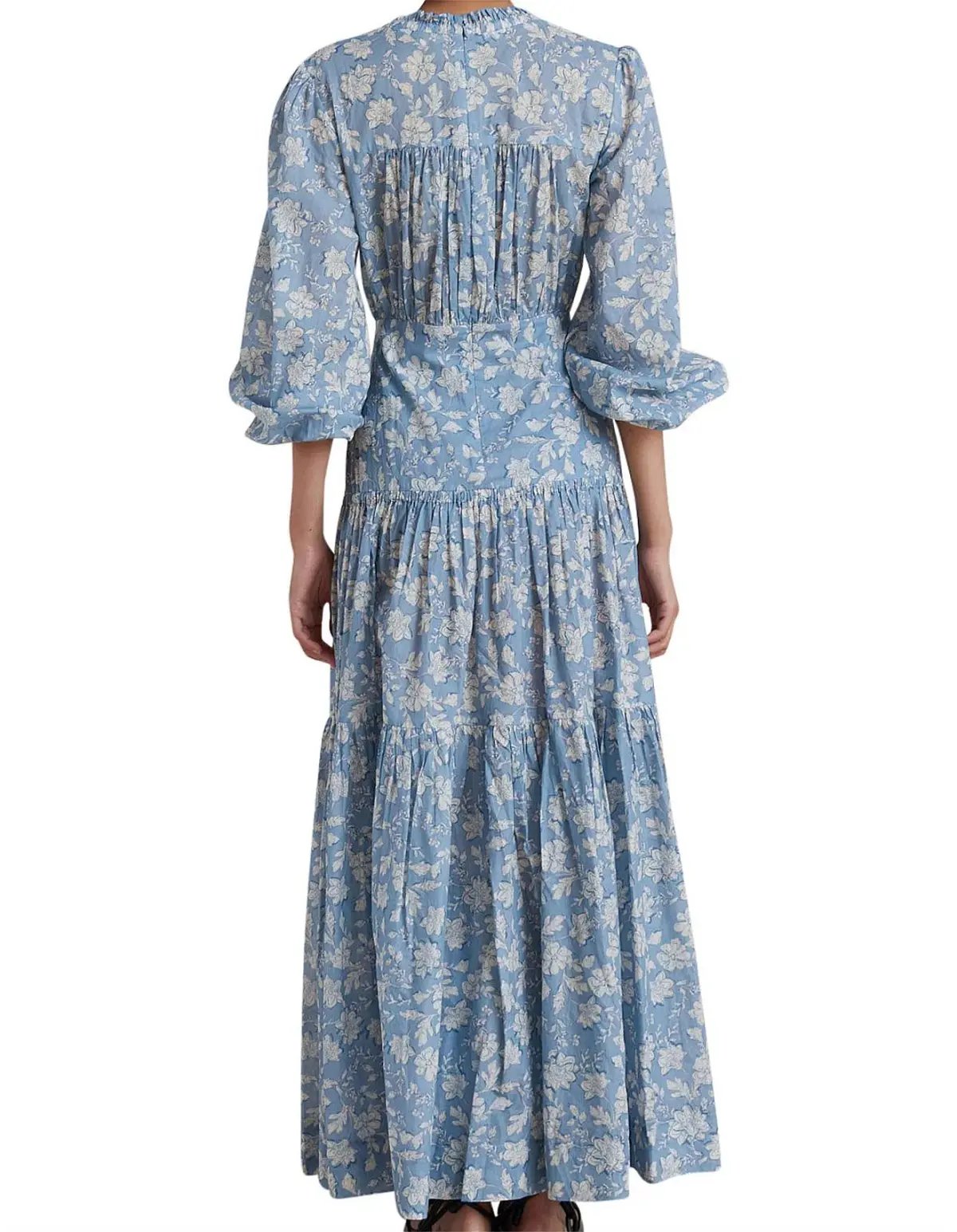 Bec & Bridge Floral Skies Full Bell Sleeve Maxi Dress Blue Size 8 photo 3