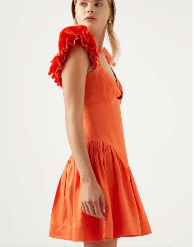 Aje Simone Frill Sleeve Mini Dress Orange Size 8 photo 3
