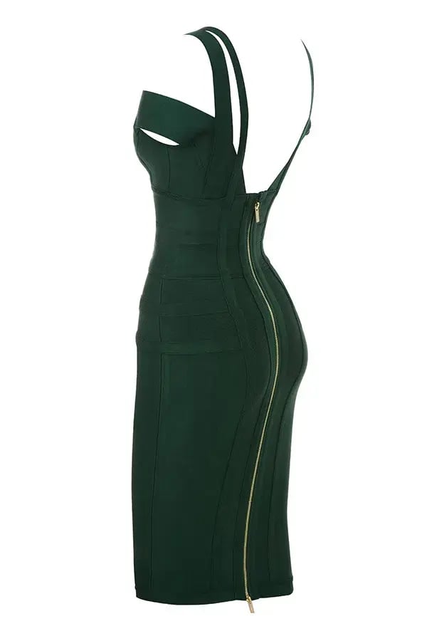 House of CB Mimi Midi Dress Green Size 8 photo 3