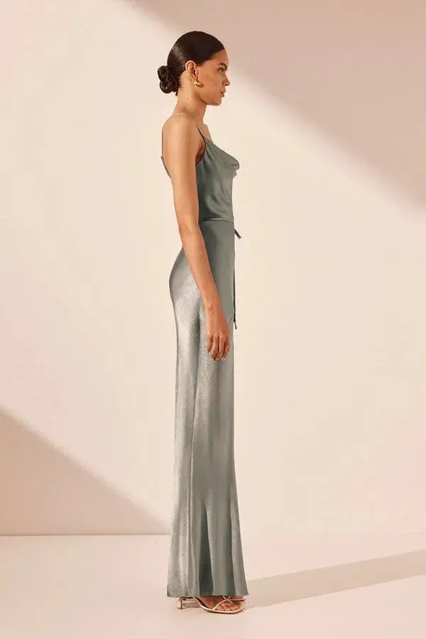 Shona Joy La Lune Bias Cowl Midi Dress Sage Size 10 photo 3