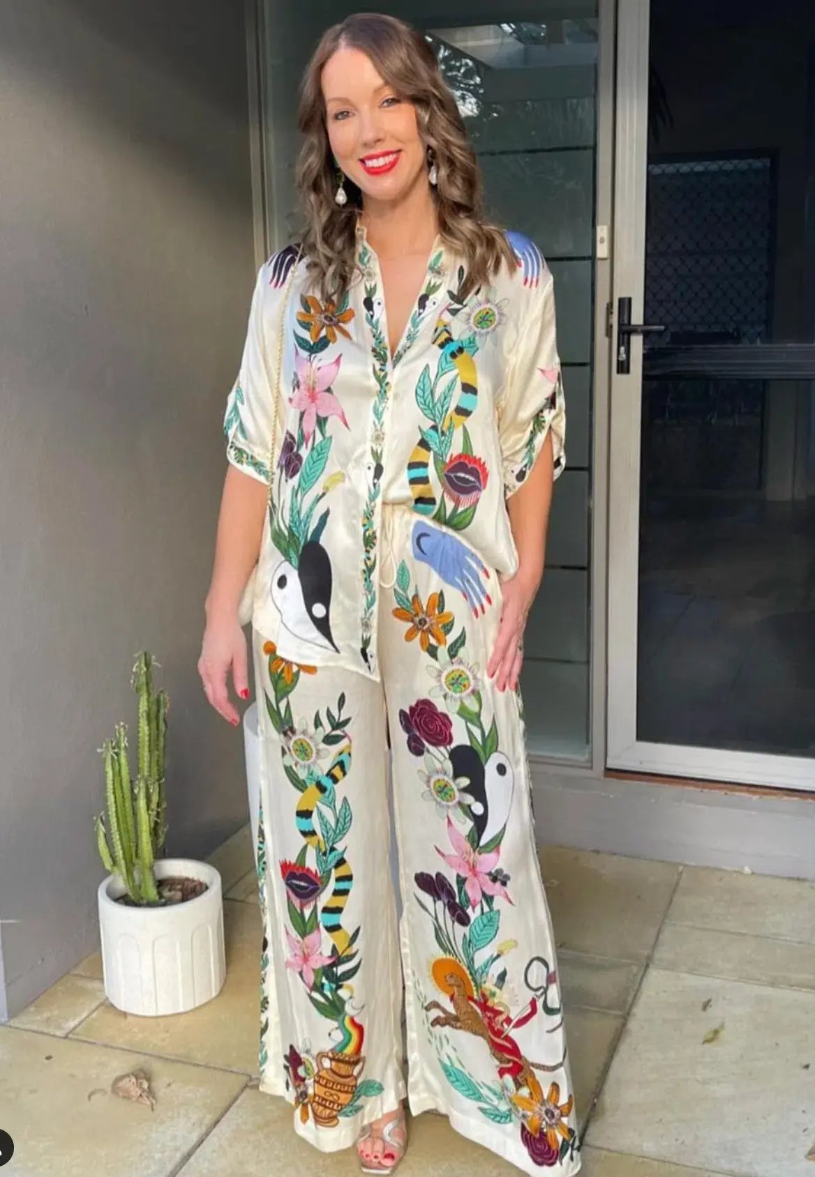 Alemais Meagan Silk Shirt & Pants Set Size 14 photo 2