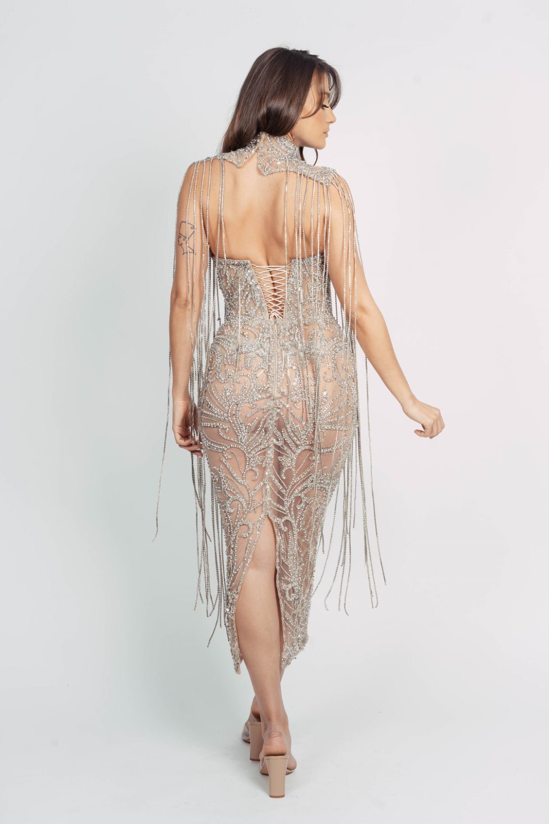 DALYLA FRINGE DRESS BY ALBINA DYLA NUDE photo 7