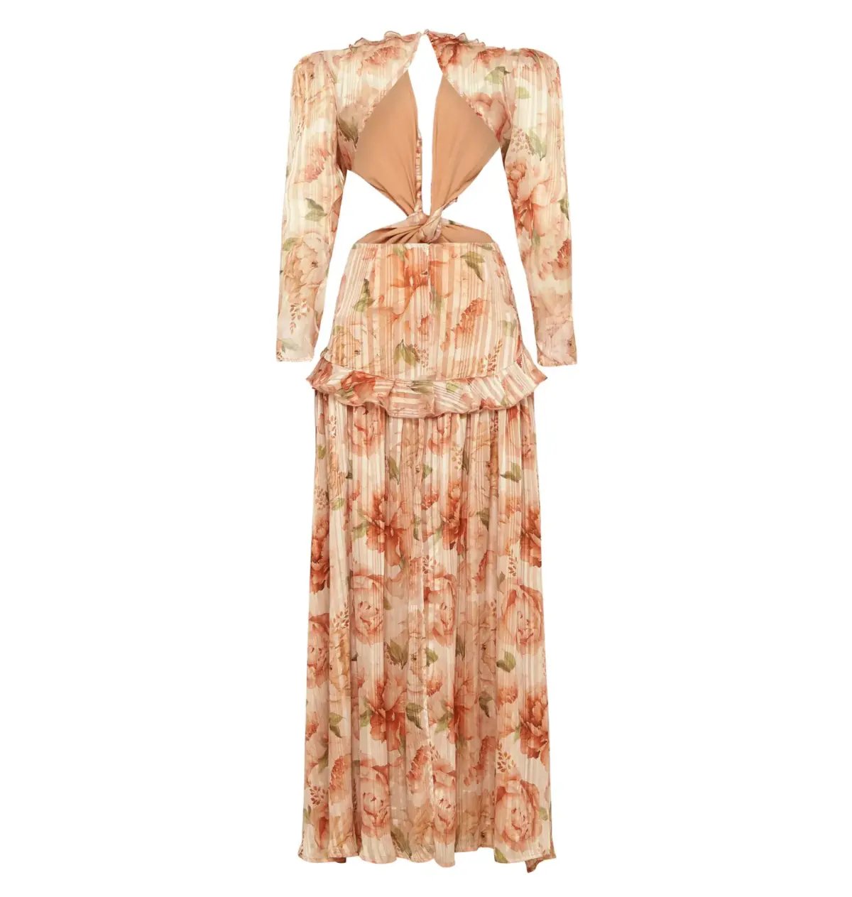 Sonya Moda Ruffle Cutout Maxi In Spiced Peonies Size AU 6 photo 5
