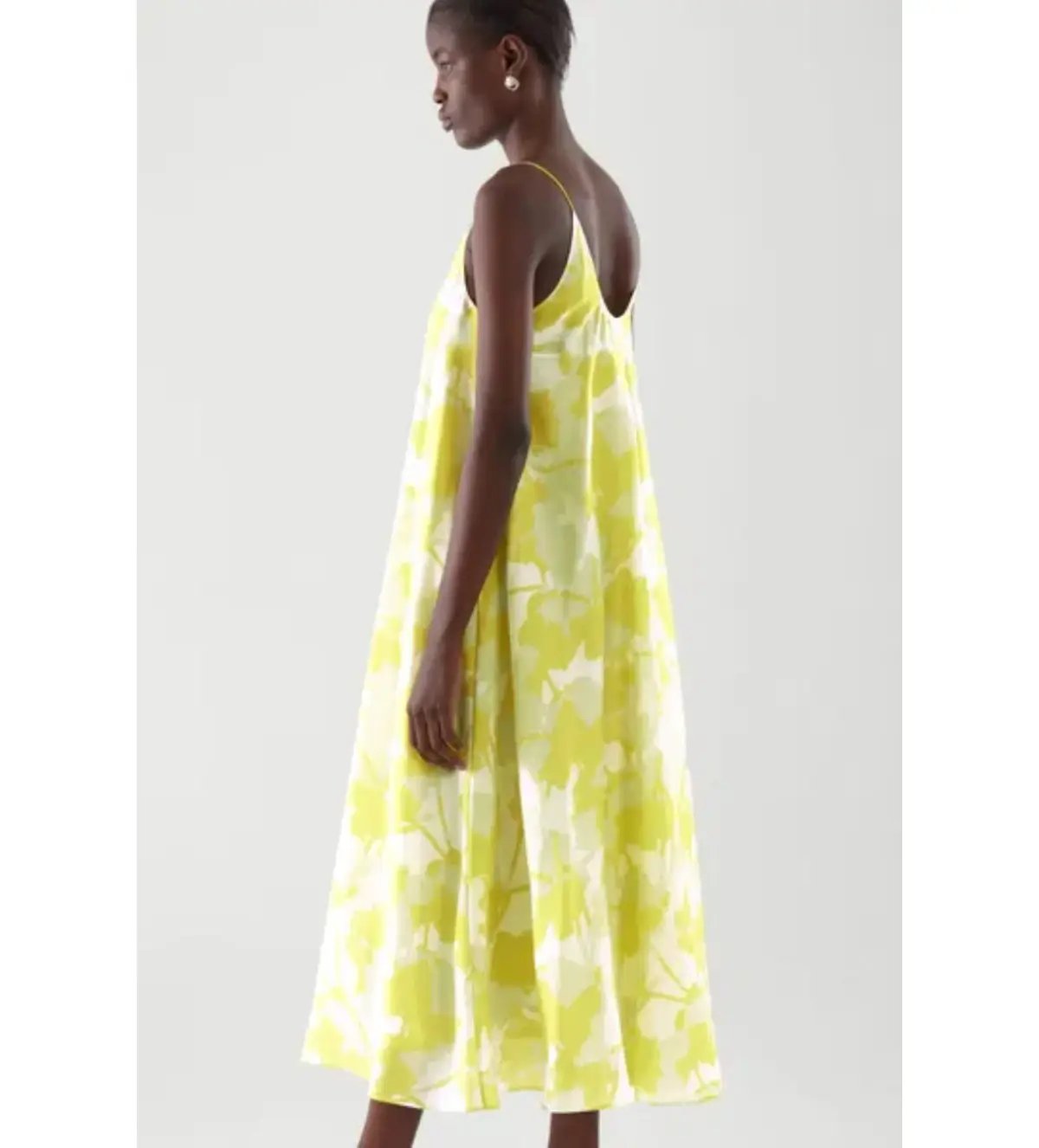 COS Long Slip Midi Dress Yellow Print Size 8 (fits up to small 10) photo 4