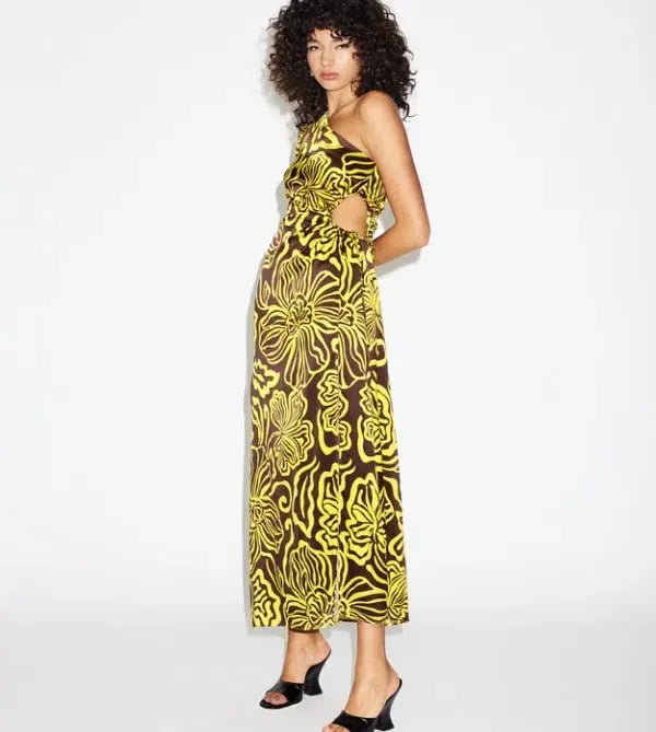 Lover Solana Silk One Shoulder Cut Outs Midi Dress Size AU 12 photo 3