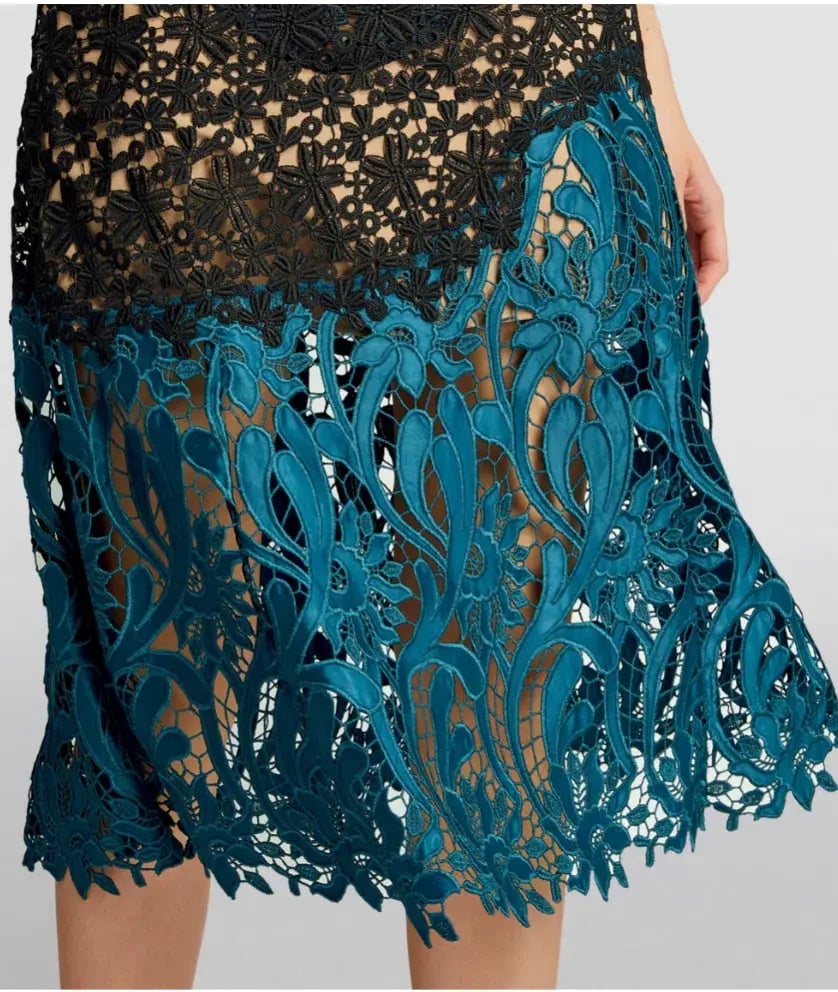 Self Portrait Lace Prairie Guipure Midi Dress Floral Size 8 photo 4