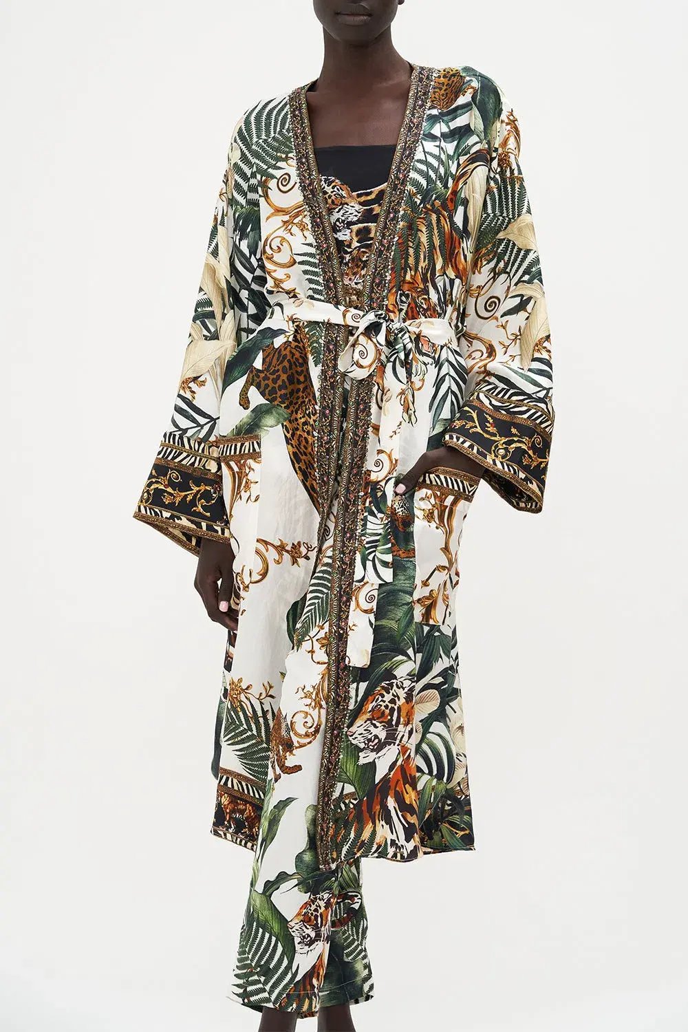 Camilla Tiger Trap Robe Midi Layer With Patch Pocket Print Size 12/M photo 2