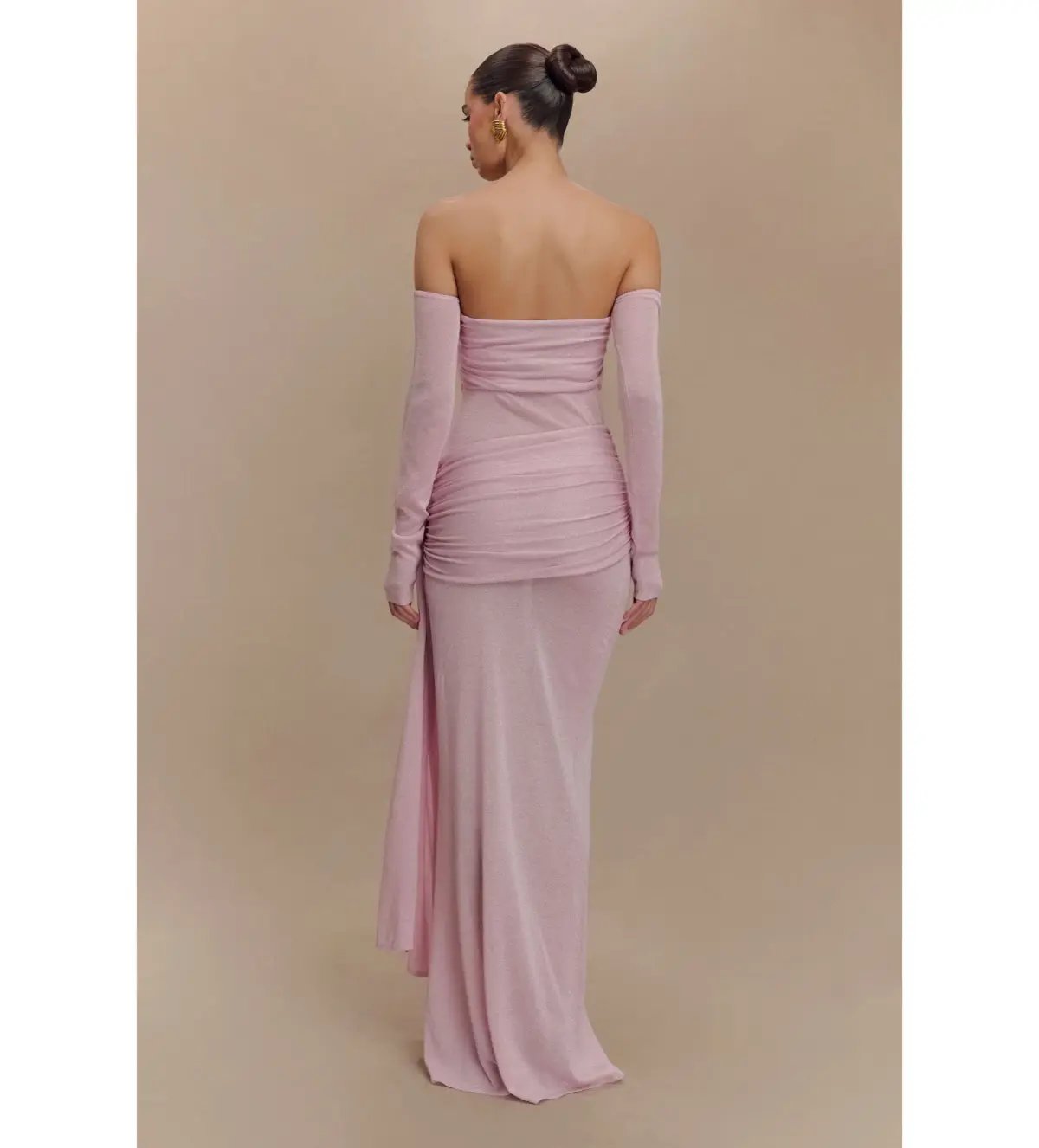 MESHKI Ingrid Metallic Knit Maxi Dress Baby Pink Size M / Size AU 10 photo 2