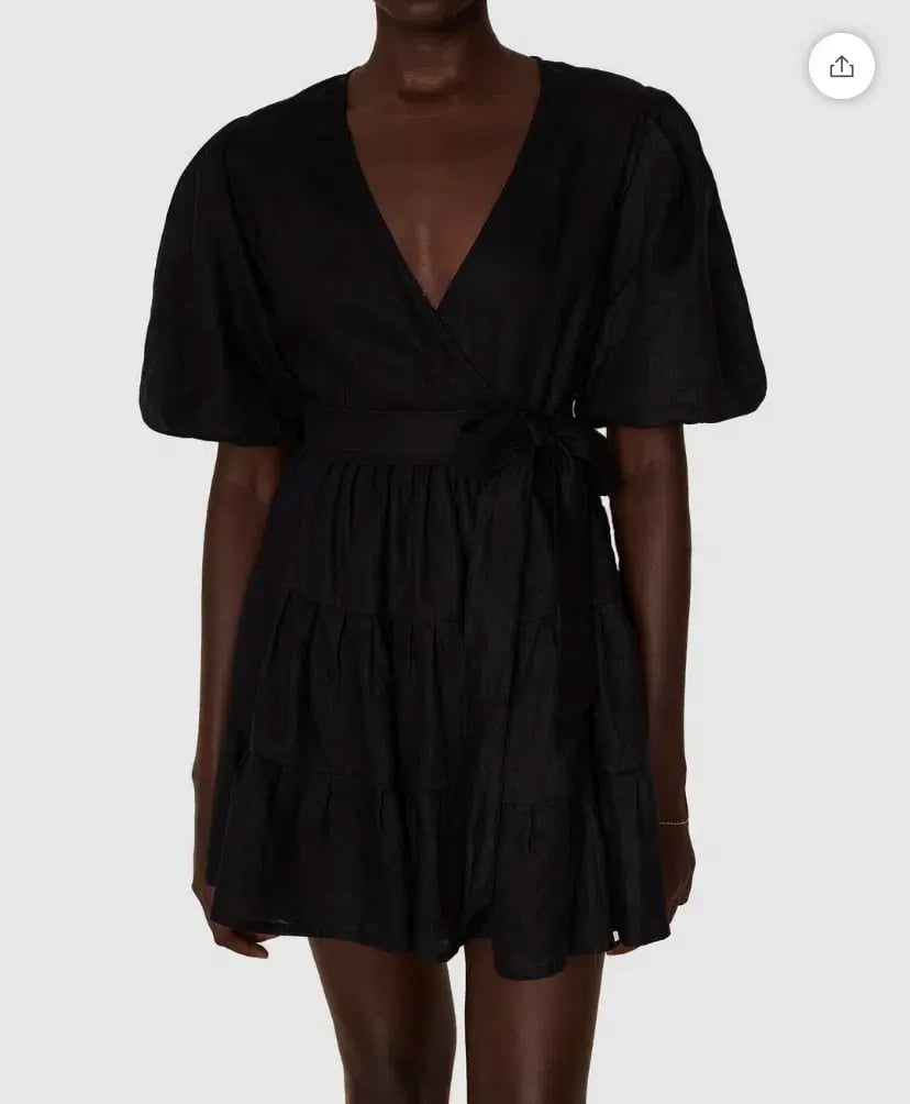 Faithfull the Brand Rooney Wrap Mini Dress Black Size 8 photo 2