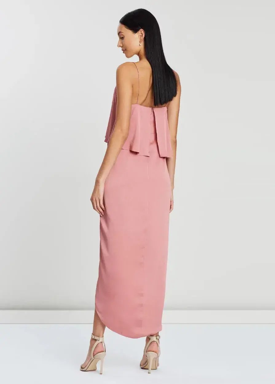 Shona Joy Luxe Draped Cocktail Frill Dress in Rose Size 10 photo 4
