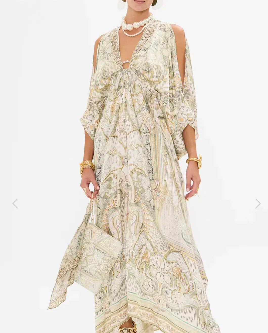 Camilla Ivory Tales Silk Kaftan With Hardware Cream One Size photo 5