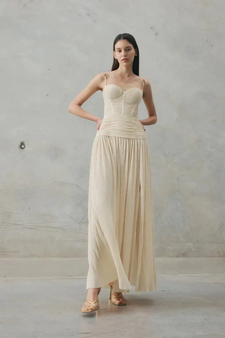 Manning Cartell Double Time Pleat Dress Nougat Size 6 photo 3