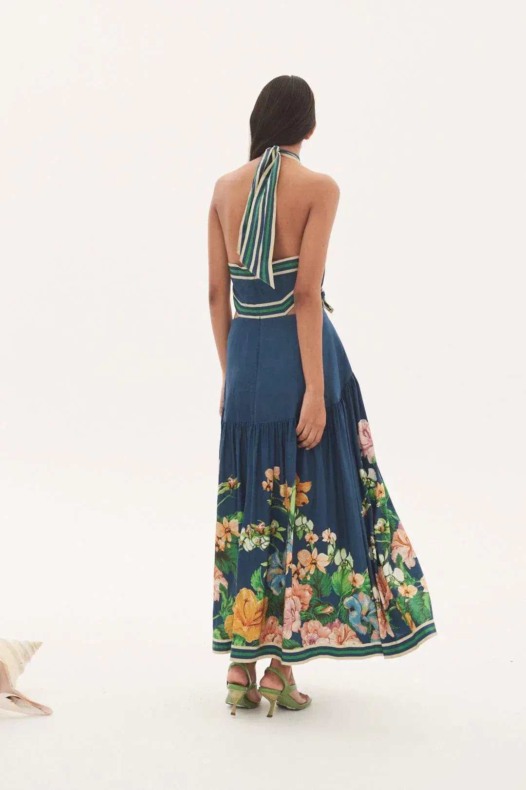 Alemais Lyla Halter Midi Dress in Royal Blue Cutout Size AU 12 photo 9