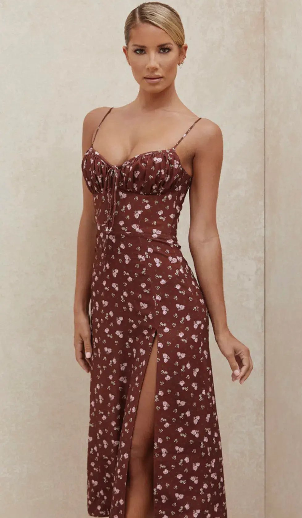 House of CB Carina Bustier Midi Dress Floral Size 6 photo 2