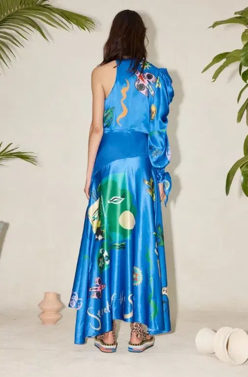 Alemais Soleil One Shoulder Midi Dress Blue Size 6 photo 4