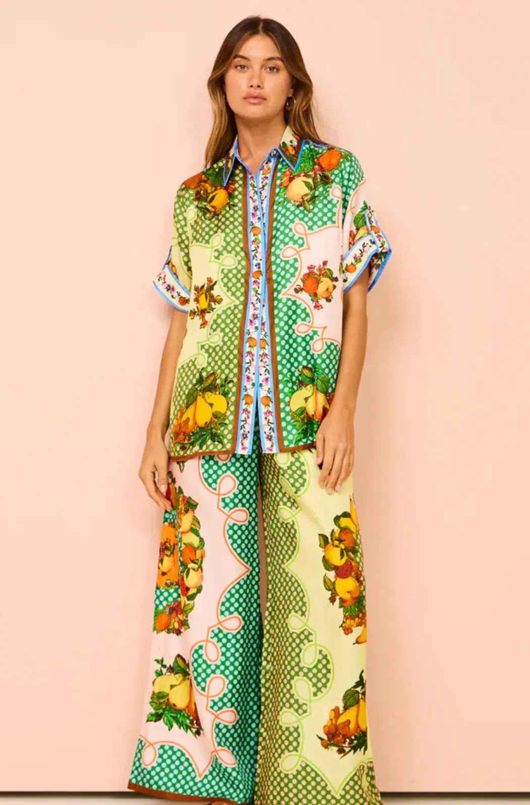 Alemais  Lemonis Silk Shirt and Pants Set Multi Size 12 photo 2