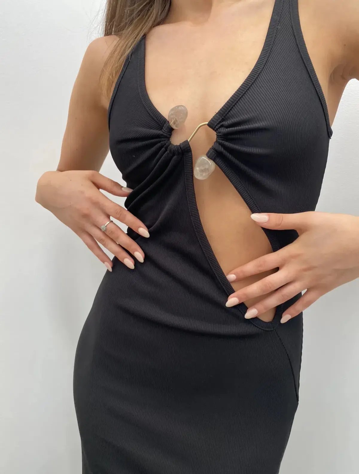 Christopher Esber Split Release Quartz Maxi Dress Black Size AU 10 photo 3