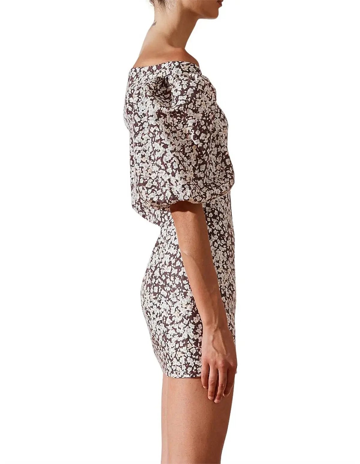 Shona Joy Dahlia Ots Fitted Mini Dress Print Size 10 photo 3