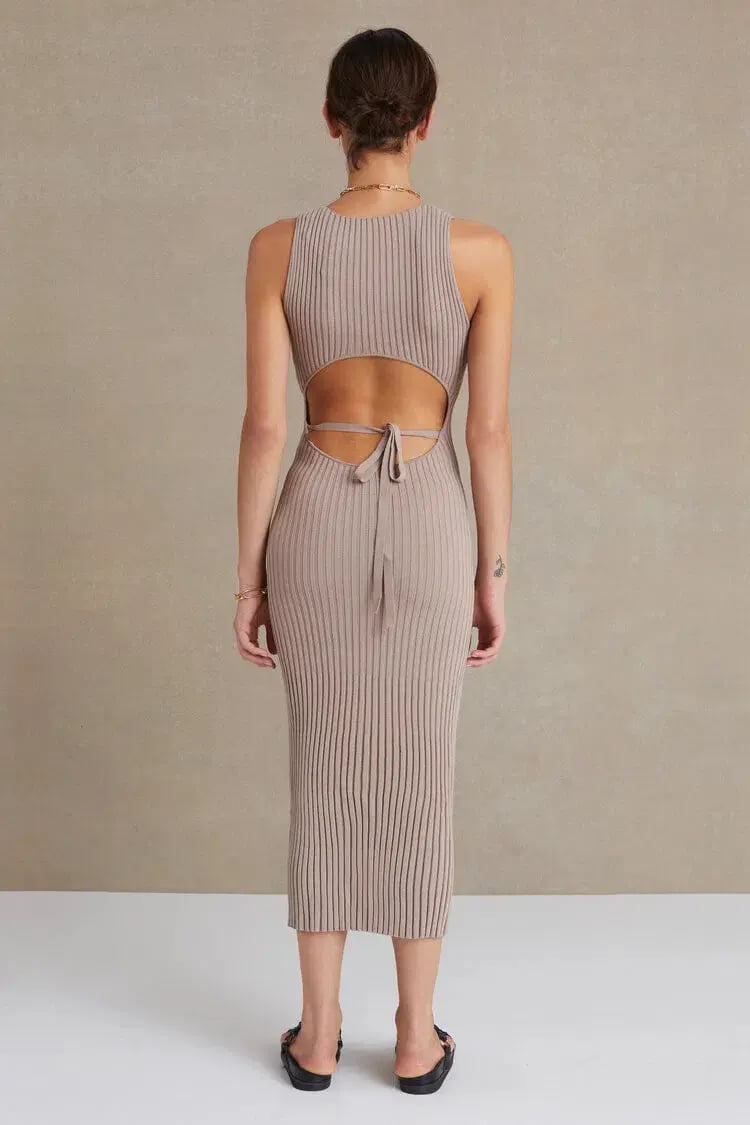 Bec and Bridge Lyla Knit Midi Dress Fawn Size 8 photo 2