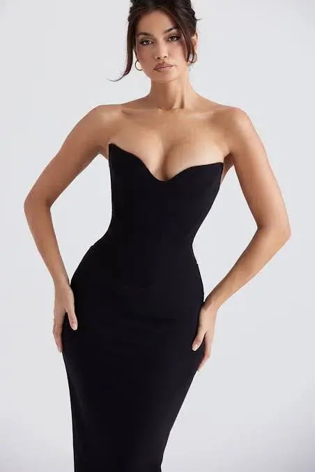 House of CB Sabine Strapless Corset Dress Black Size 10 photo 2