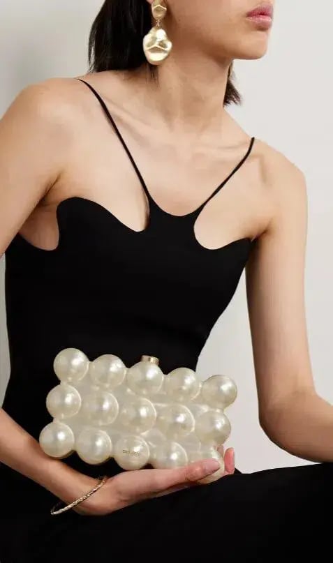 Cult Gaia The Bubble Acrylic Pearl Clutch Bag Cream White photo 3
