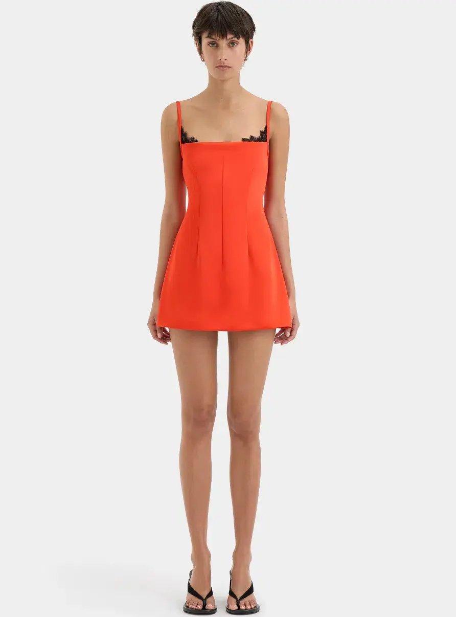 Poppy Contoured Mini Dress in Tangerine photo 4