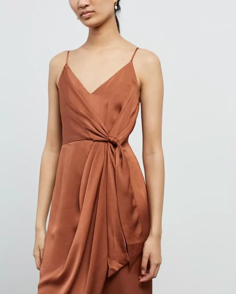 Shona Joy Luxe Tie Front Cocktail Dress Mocha Size 10 photo 3