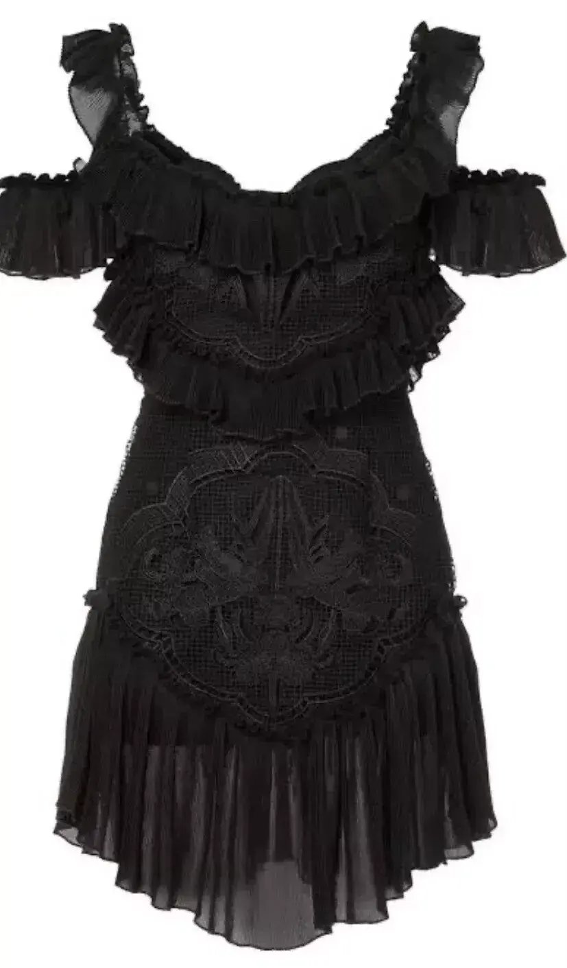 Alice McCall Lace Lovebirds Off The Shoulder Mini Dress Black Size 8 photo 5