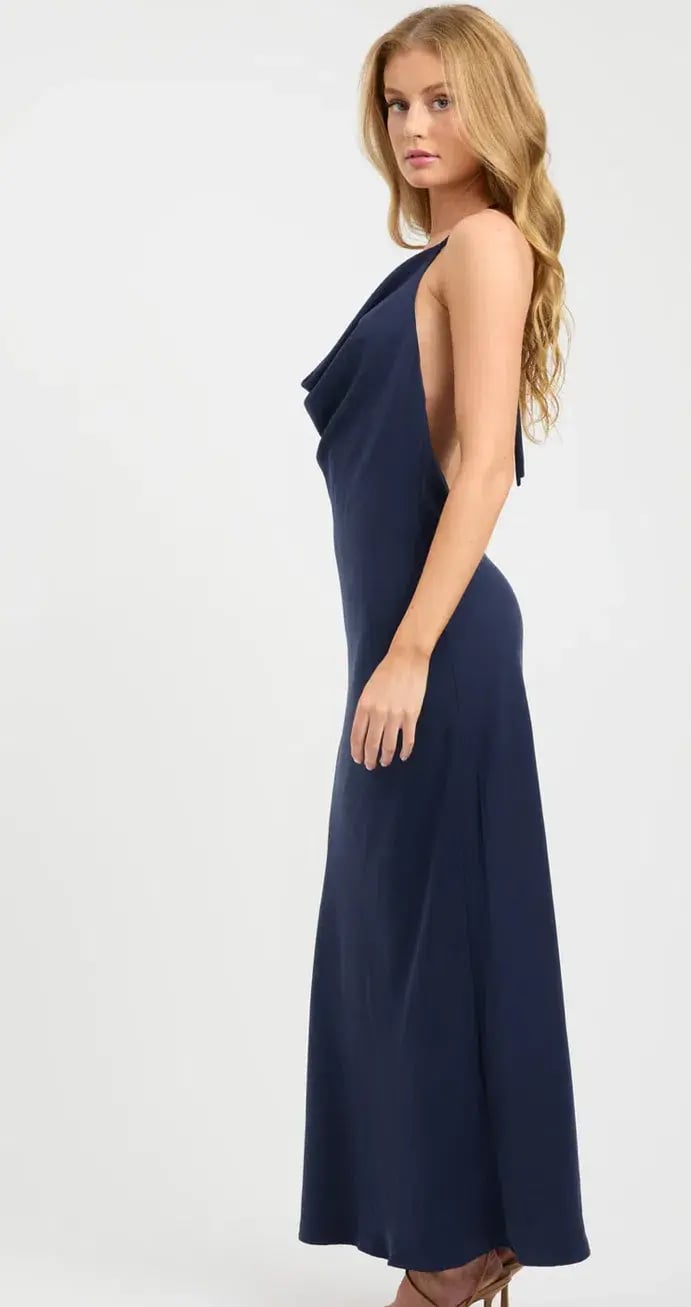 Kookaï Koko Halter Maxi Dress Ink Blue Size 10 photo 4