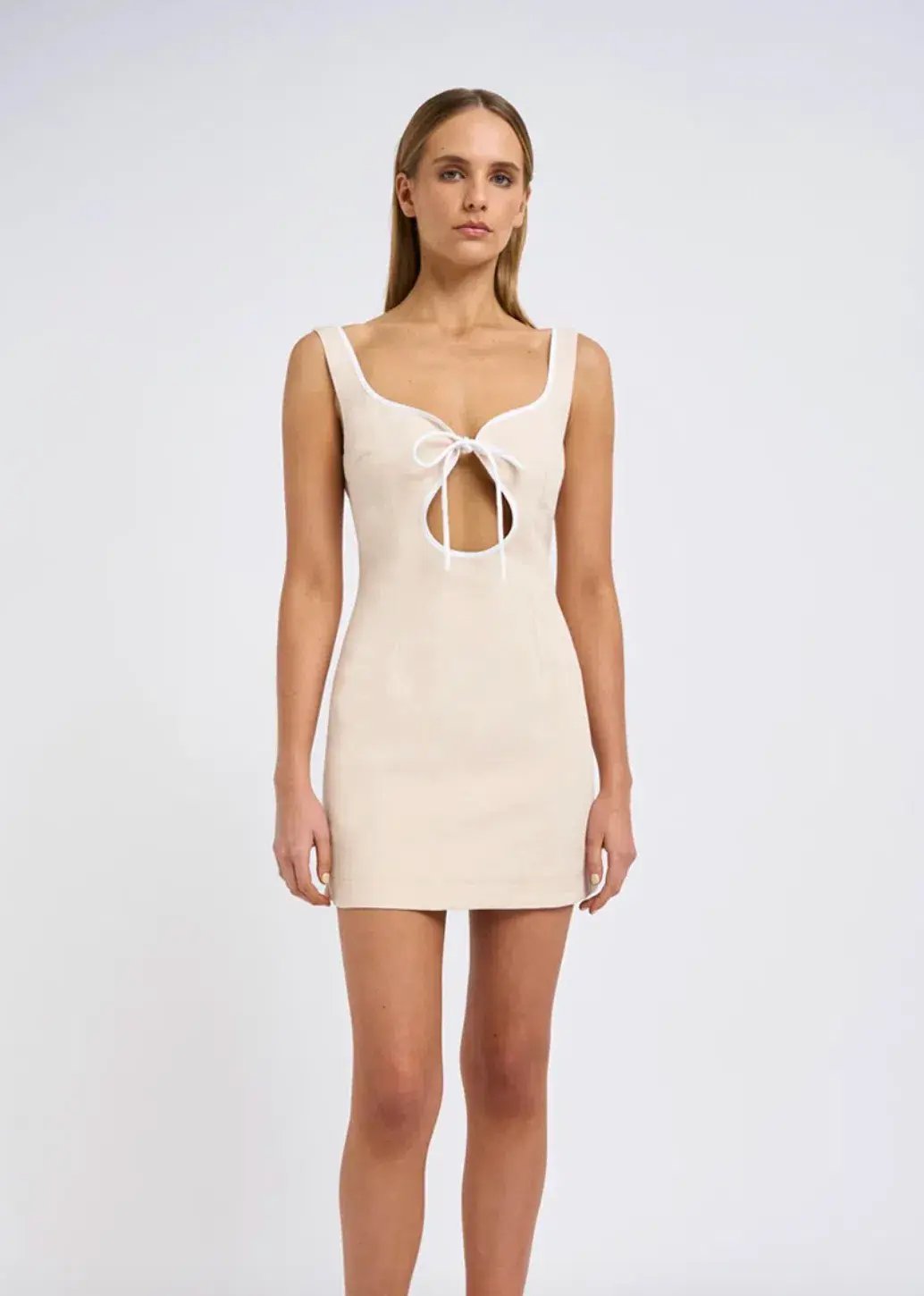 By Johnny Amelia Curve Mini Dress in Bone Ivory Size 12 photo 5
