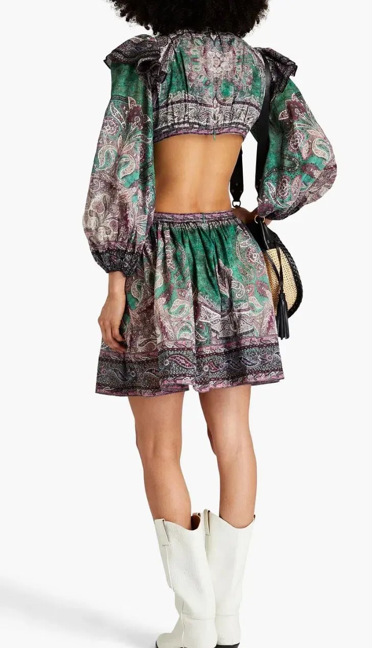 Zimmermann Anneke Ruffle Mini Dress Teal Paisley Size 3 / AU 14 photo 4