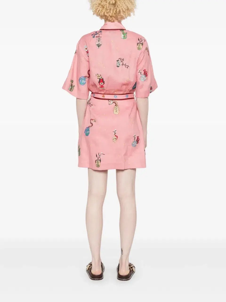 ALEMAIS Timmy  Embroidered Mini Dress Pink Size 10 AU photo 9