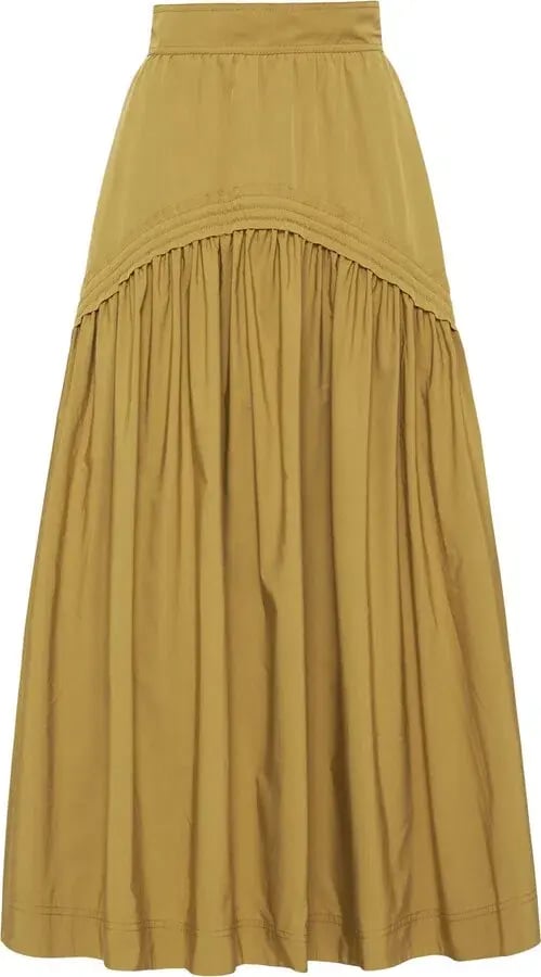 Aje Cosmos Drawstring Midi Skirt in Olive Green Size 10 photo 3