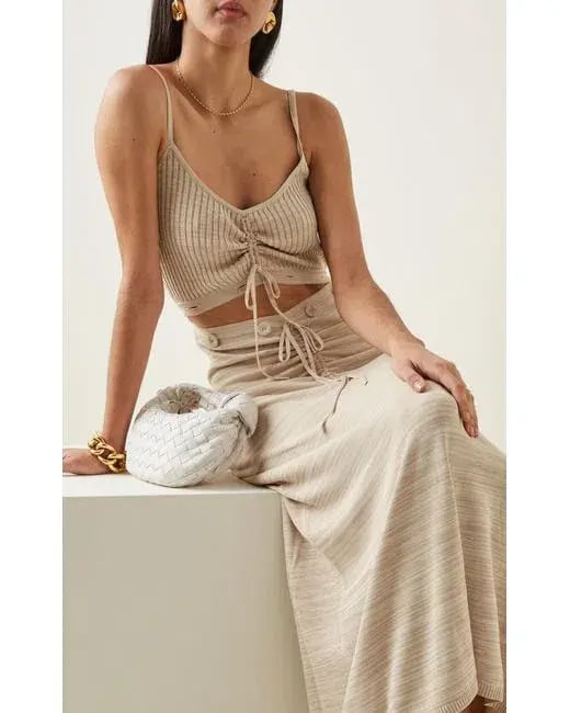 Christopher Esber Ruched Disconnect Cami Dress Beige Size 4 photo 5