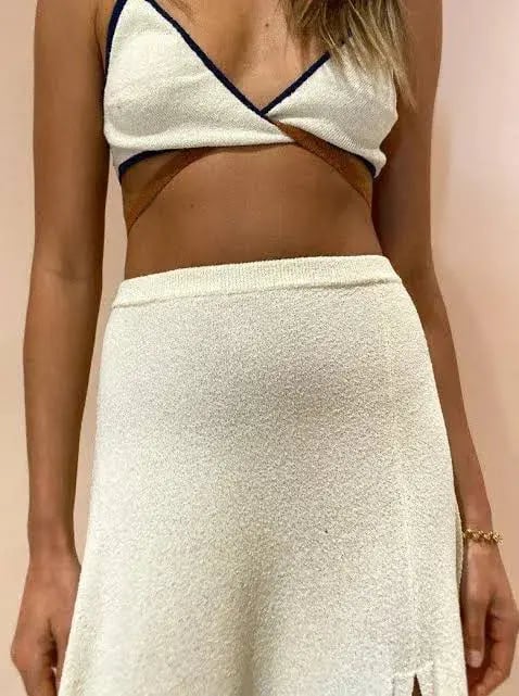 Bec & Bridge Enzo Knit Twist Top and Skirt Cream Size AU 6 photo 3