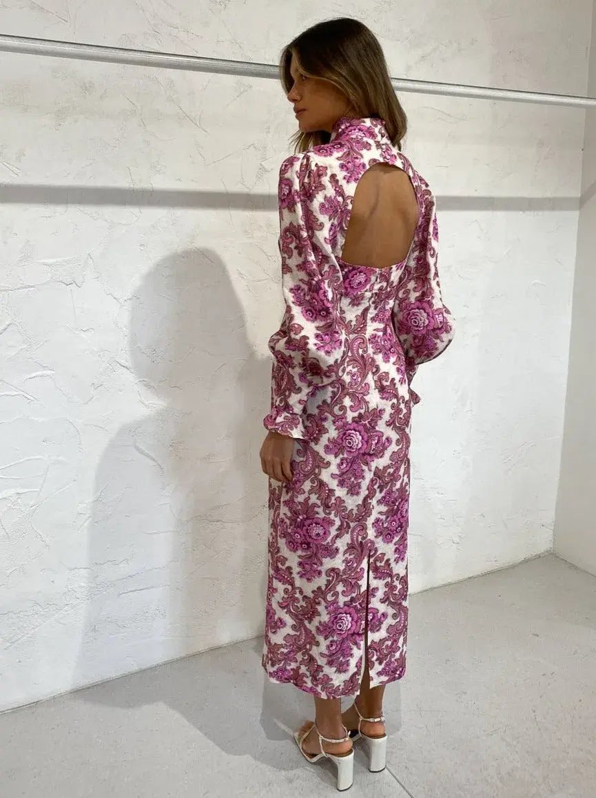 Alemais Isla Midi Dress in Magenta Size 10 photo 9