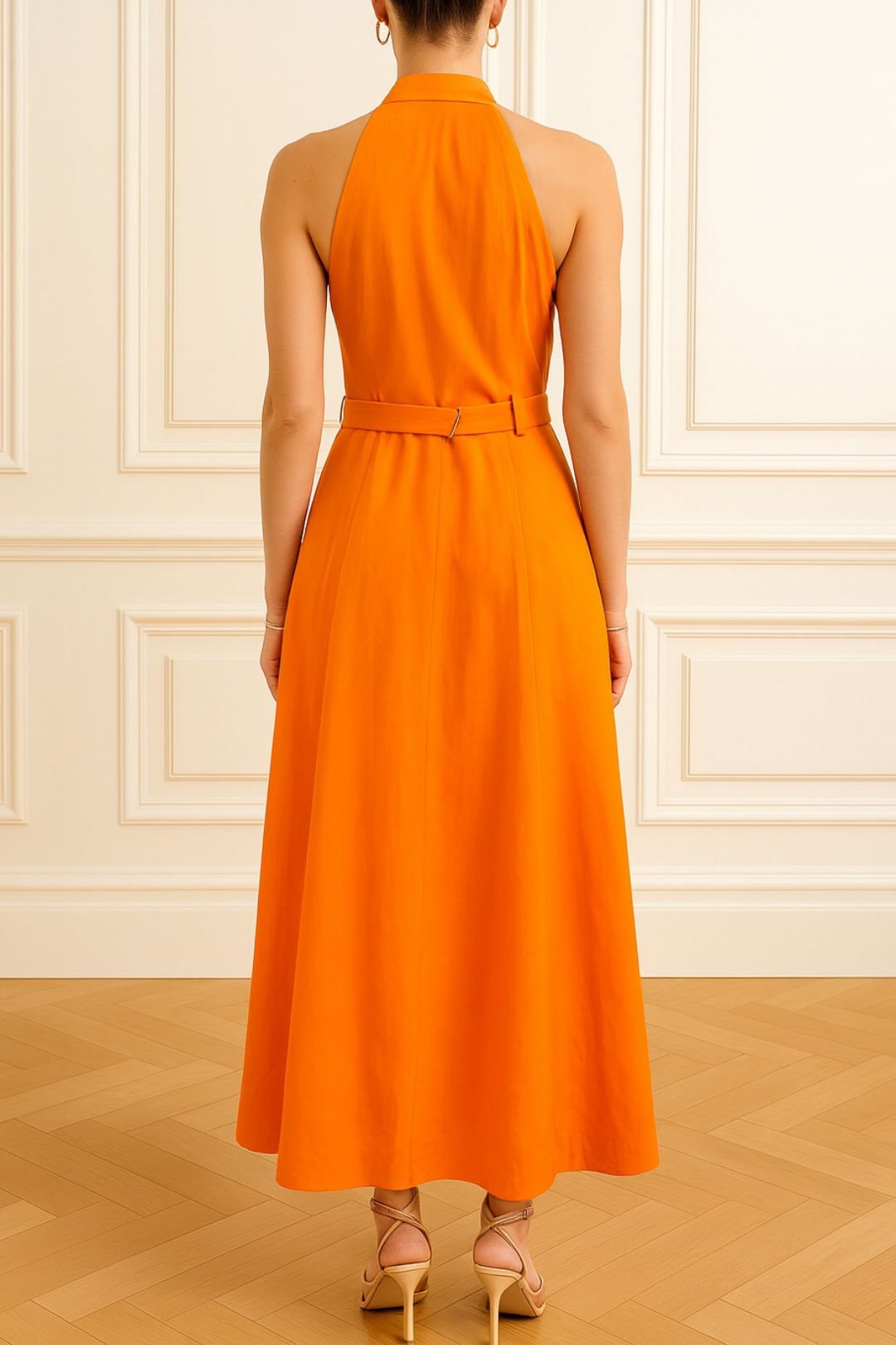 Front Zip Maxi Dress - Orange photo 2