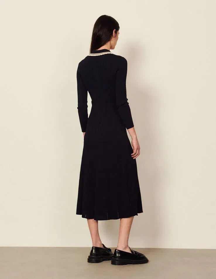 Sandro Paris Alexandrine Ribbed Knit Shirtdress Size 40 / AU 10 photo 3