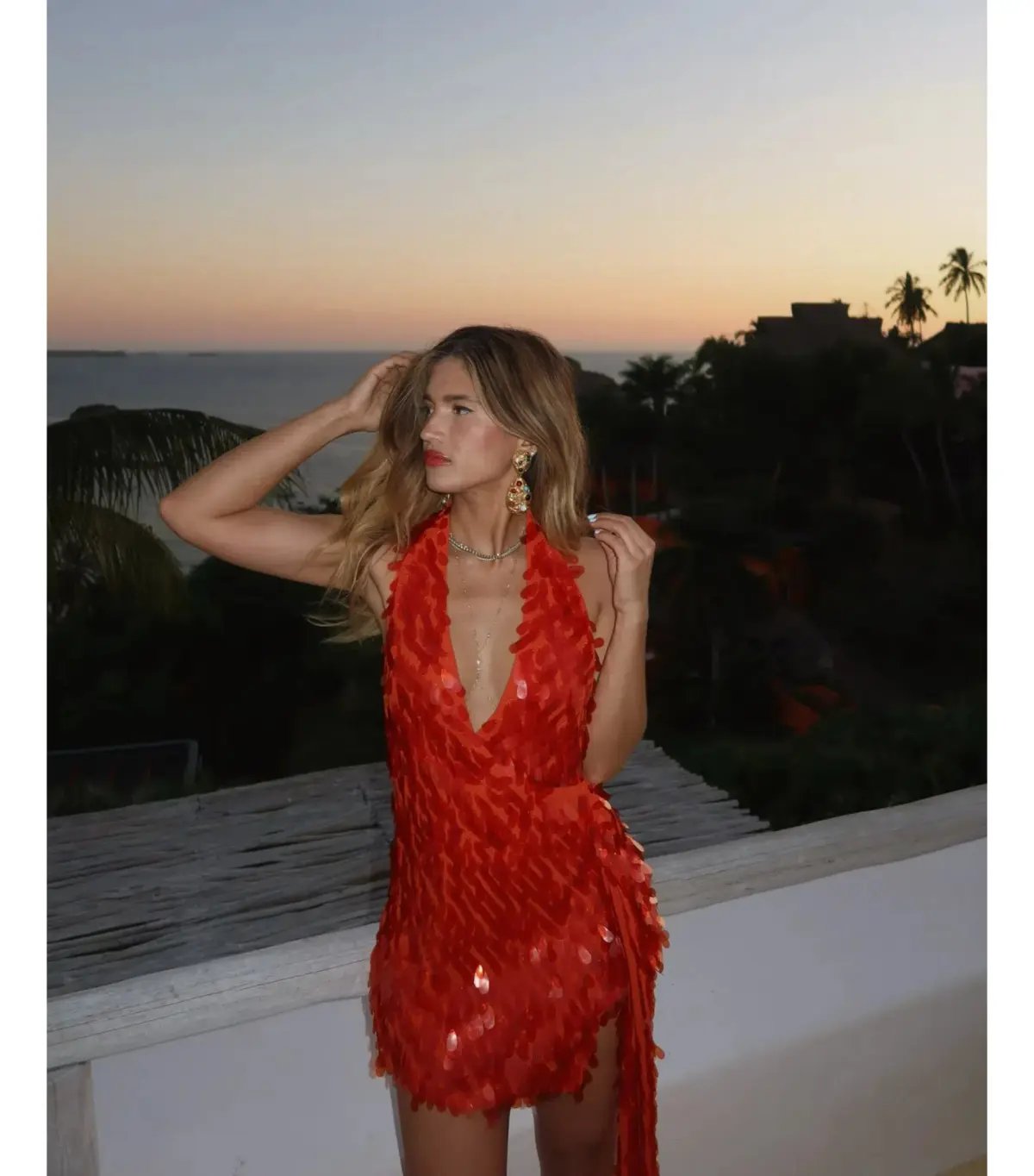 MISHA Sapphire Sequin Mini Dress Red Size 4 photo 4